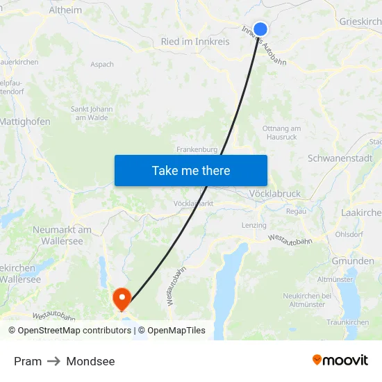 Pram to Mondsee map