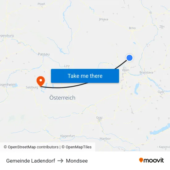 Gemeinde Ladendorf to Mondsee map
