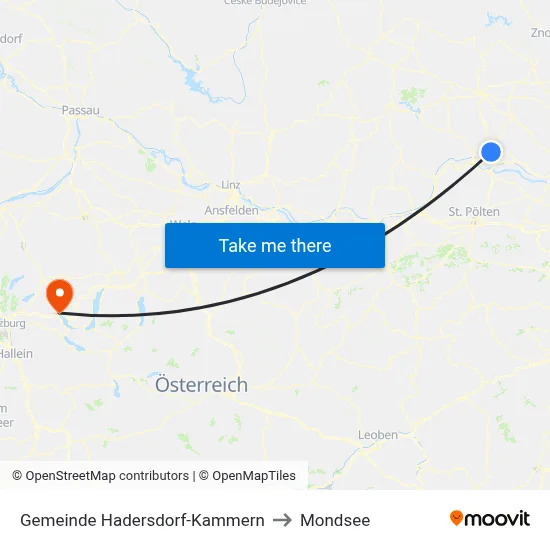 Gemeinde Hadersdorf-Kammern to Mondsee map