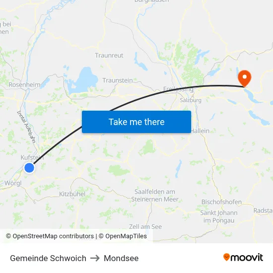 Gemeinde Schwoich to Mondsee map