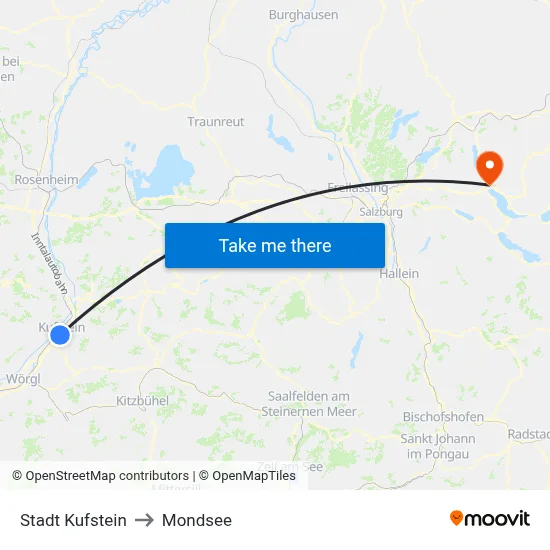 Stadt Kufstein to Mondsee map