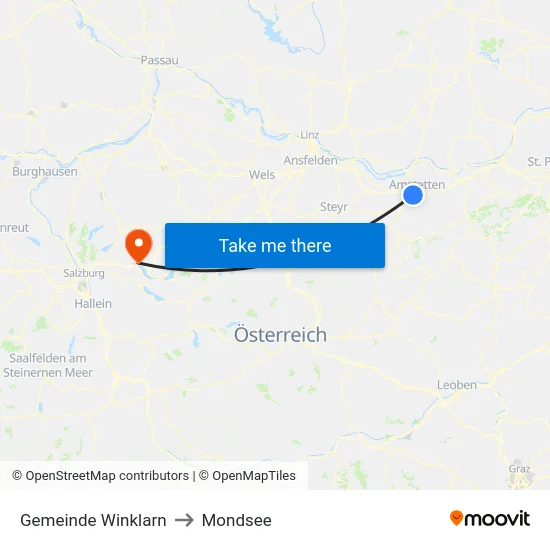 Gemeinde Winklarn to Mondsee map