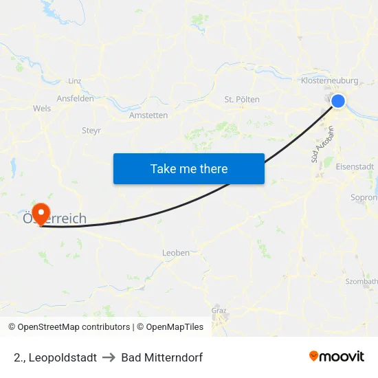 2., Leopoldstadt to Bad Mitterndorf map