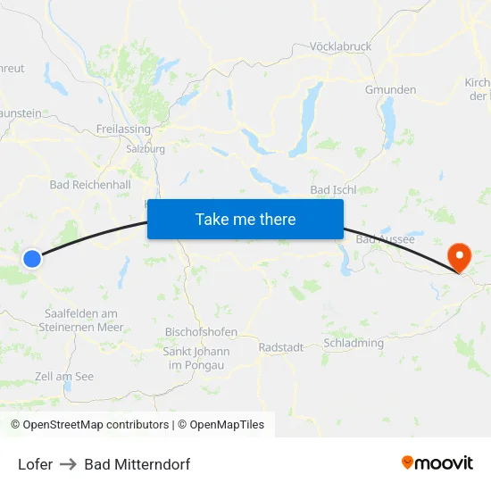 Lofer to Bad Mitterndorf map