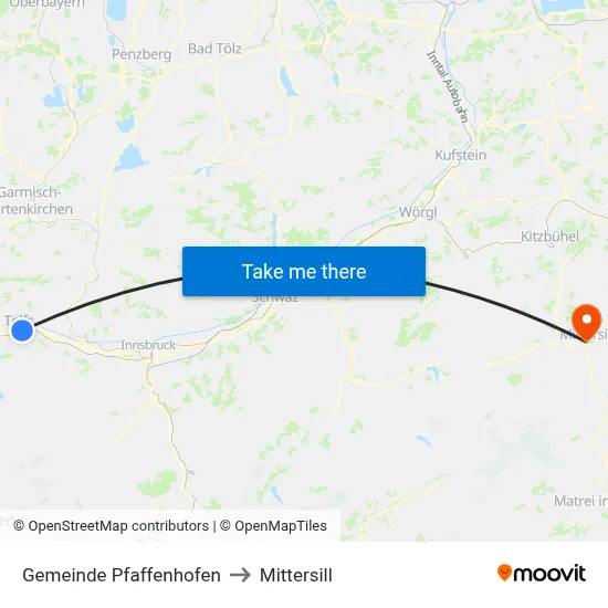 Gemeinde Pfaffenhofen to Mittersill map