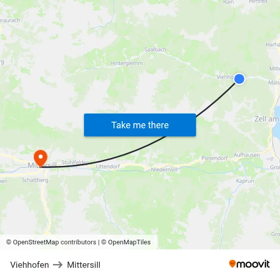 Viehhofen to Mittersill map