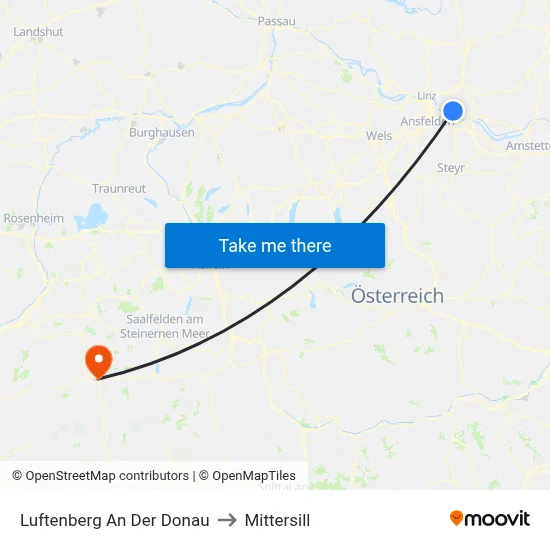 Luftenberg An Der Donau to Mittersill map