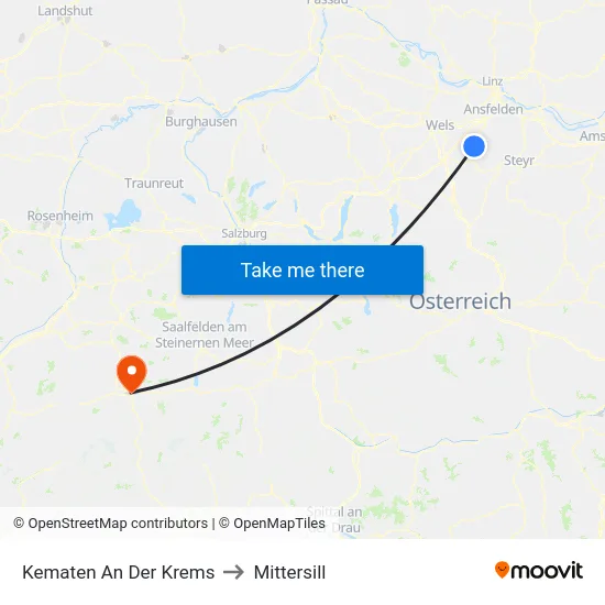 Kematen An Der Krems to Mittersill map