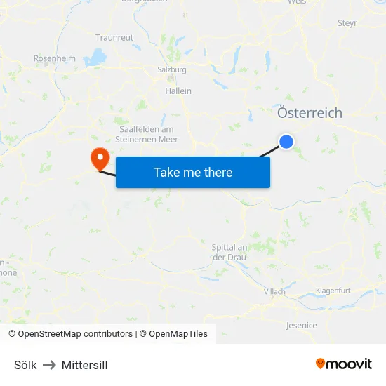 Sölk to Mittersill map
