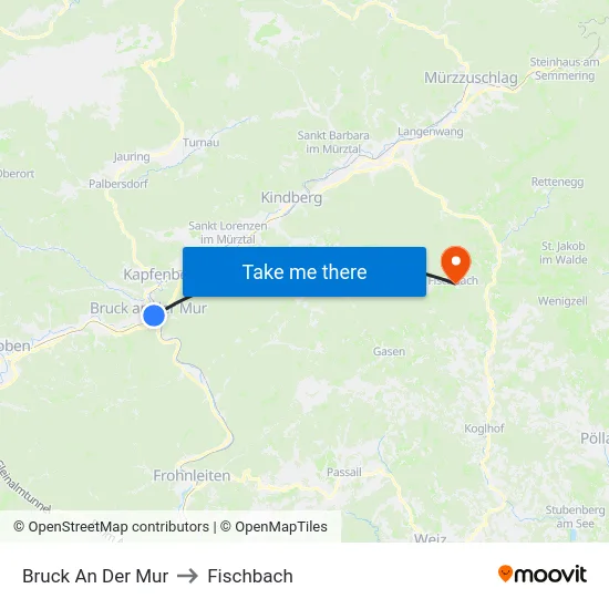 Bruck An Der Mur to Fischbach map