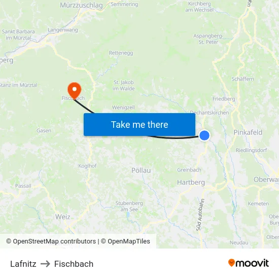 Lafnitz to Fischbach map