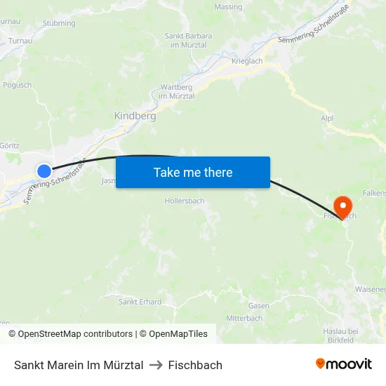 Sankt Marein Im Mürztal to Fischbach map