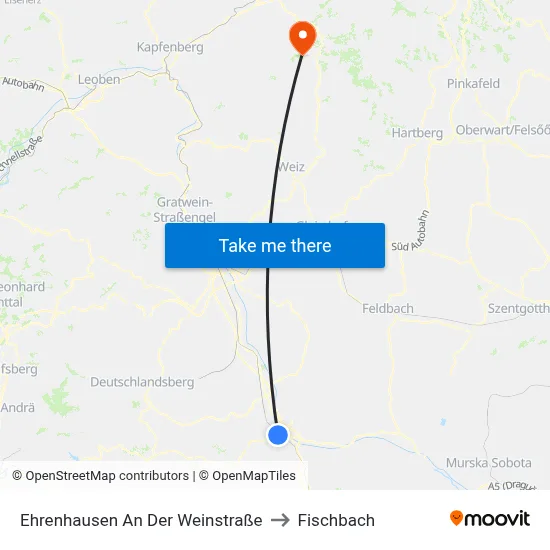 Ehrenhausen An Der Weinstraße to Fischbach map
