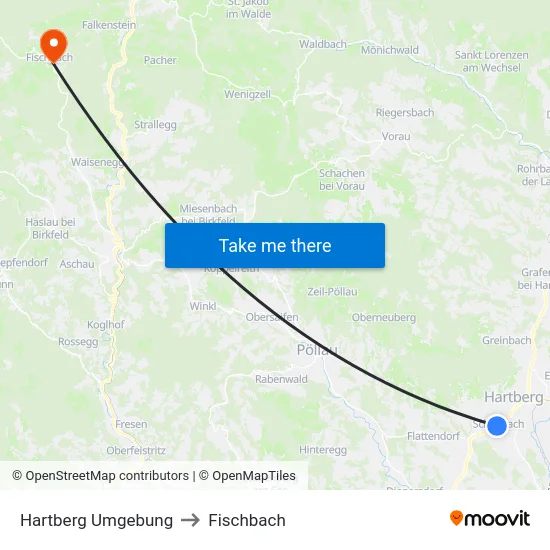 Hartberg Umgebung to Fischbach map