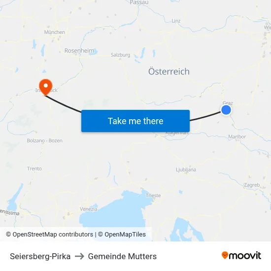 Seiersberg-Pirka to Gemeinde Mutters map