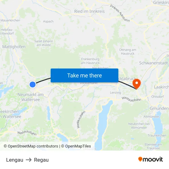 Lengau to Regau map