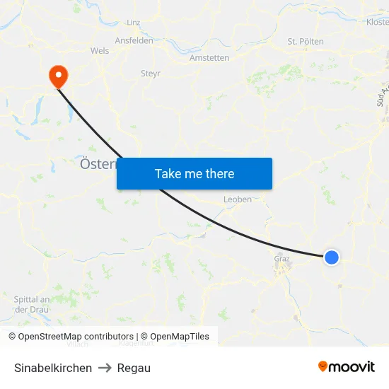 Sinabelkirchen to Regau map