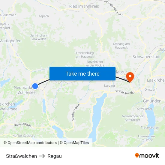 Straßwalchen to Regau map
