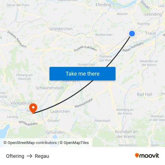 Oftering to Regau map