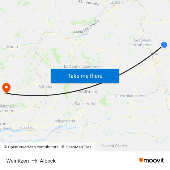 Weinitzen to Albeck map