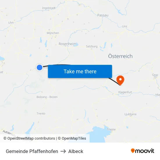 Gemeinde Pfaffenhofen to Albeck map