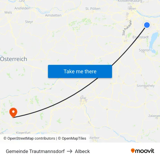 Gemeinde Trautmannsdorf to Albeck map
