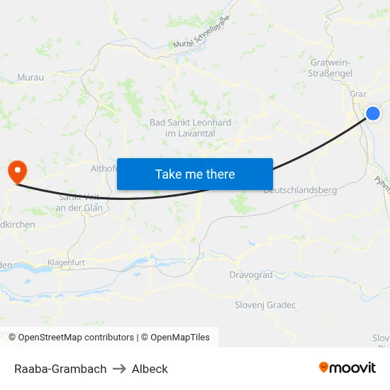 Raaba-Grambach to Albeck map