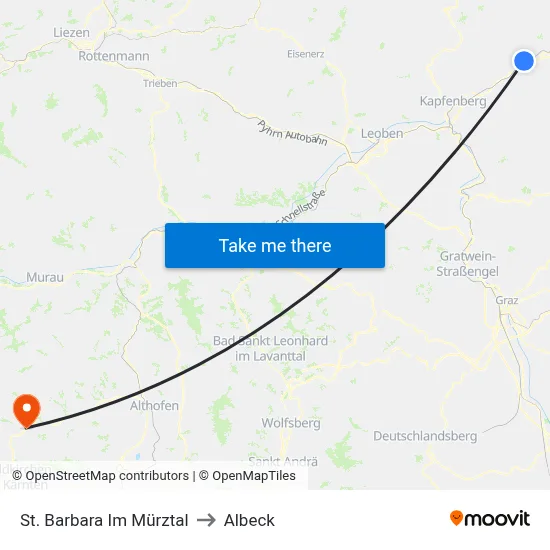 St. Barbara Im Mürztal to Albeck map
