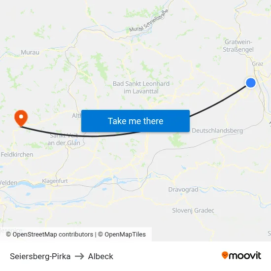 Seiersberg-Pirka to Albeck map