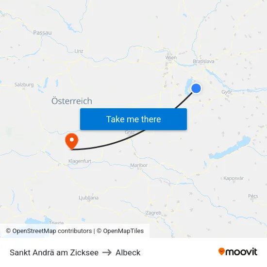 Sankt Andrä am Zicksee to Albeck map