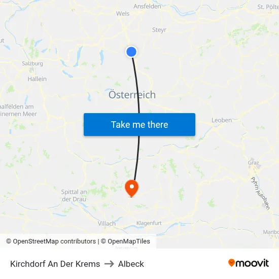 Kirchdorf An Der Krems to Albeck map