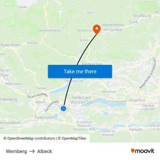 Wernberg to Albeck map