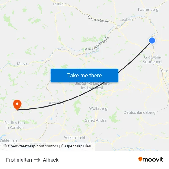 Frohnleiten to Albeck map