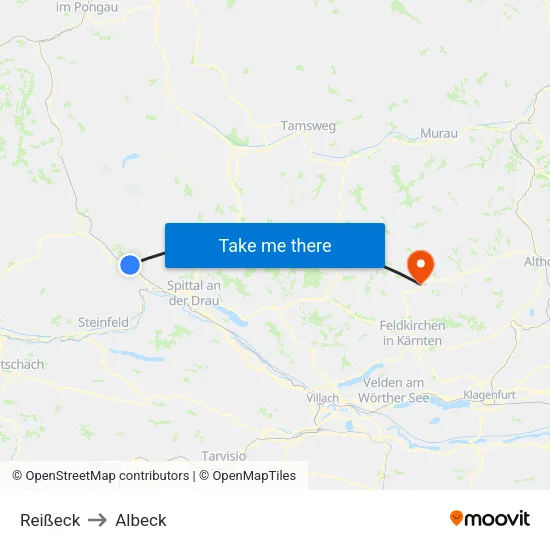 Reißeck to Albeck map