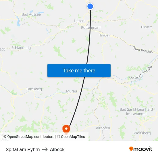 Spital am Pyhrn to Albeck map