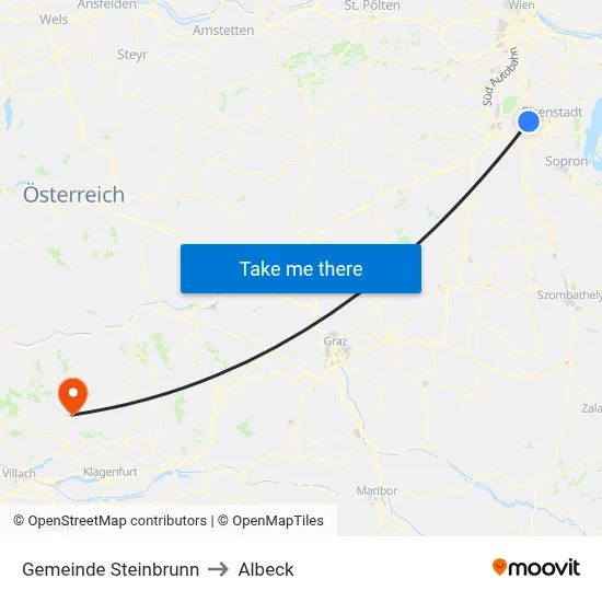 Gemeinde Steinbrunn to Albeck map