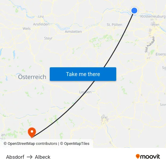 Absdorf to Albeck map
