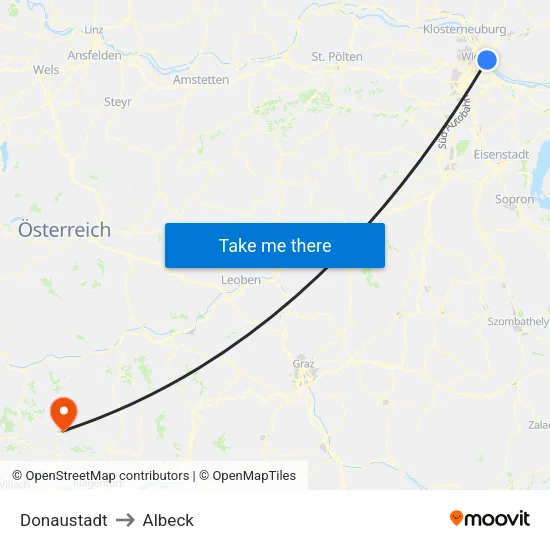 Donaustadt to Albeck map