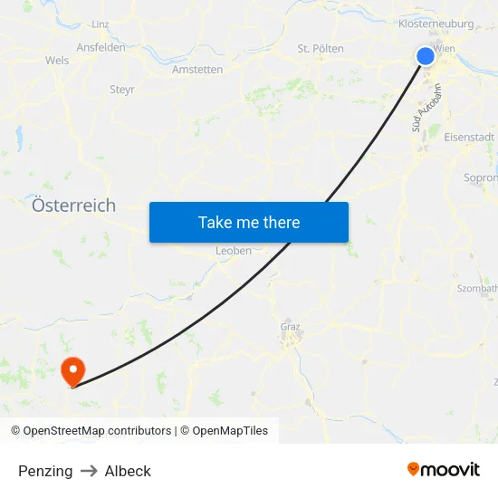 Penzing to Albeck map
