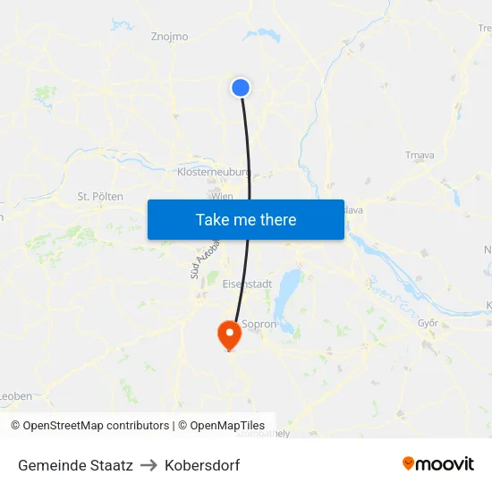 Gemeinde Staatz to Kobersdorf map