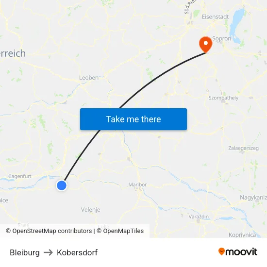 Bleiburg to Kobersdorf map