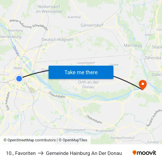 10., Favoriten to Gemeinde Hainburg An Der Donau map