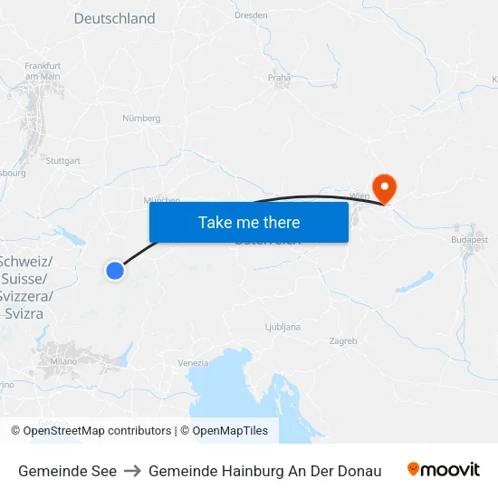 Gemeinde See to Gemeinde Hainburg An Der Donau map