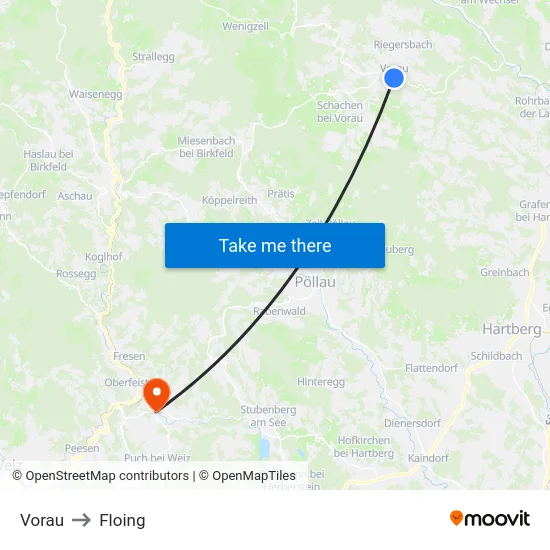 Vorau to Floing map