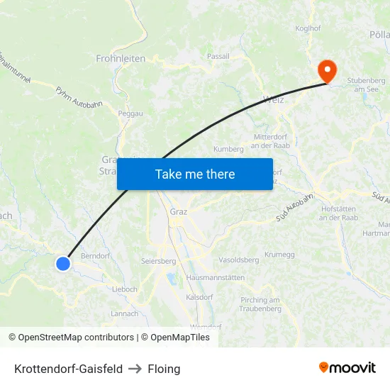 Krottendorf-Gaisfeld to Floing map