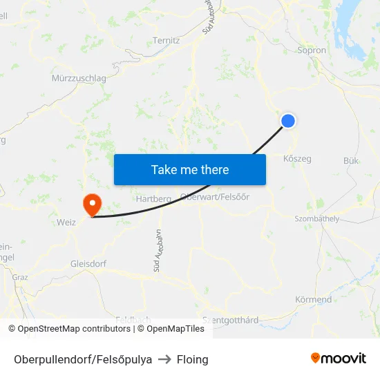 Oberpullendorf/Felsőpulya to Floing map