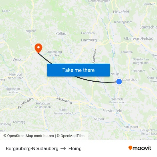 Burgauberg-Neudauberg to Floing map