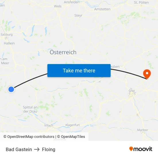 Bad Gastein to Floing map