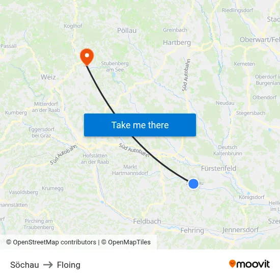 Söchau to Floing map