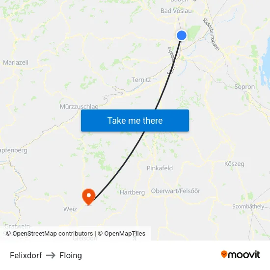 Felixdorf to Floing map